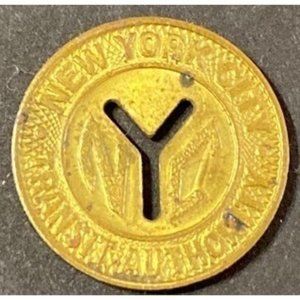 Vintage New York City  Subway Small Y Cut Out Transit Token 1953 to 1970